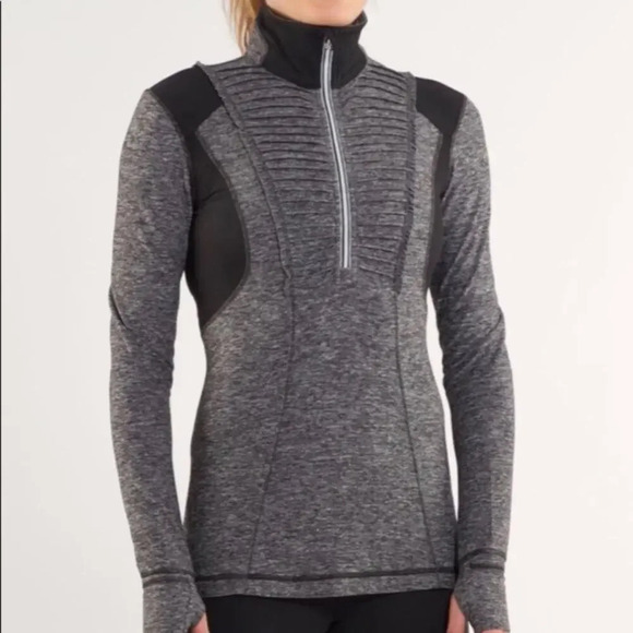 Lululemon Run Your Heart Out Pullover Heathered Black Size 10 - Picture 2 of 9